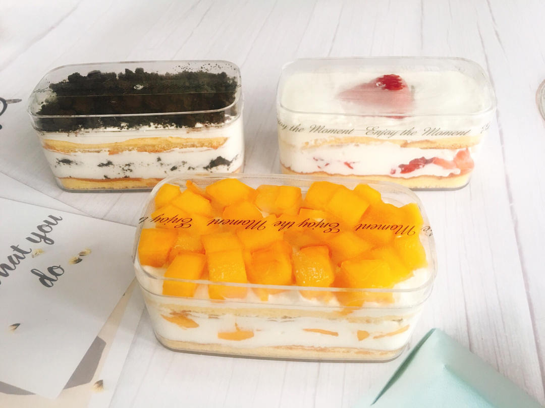 一次搞定4款盒子蛋糕｜草莓｜芒果｜肉松｜奥利奥｜超高颜值｜野餐必备