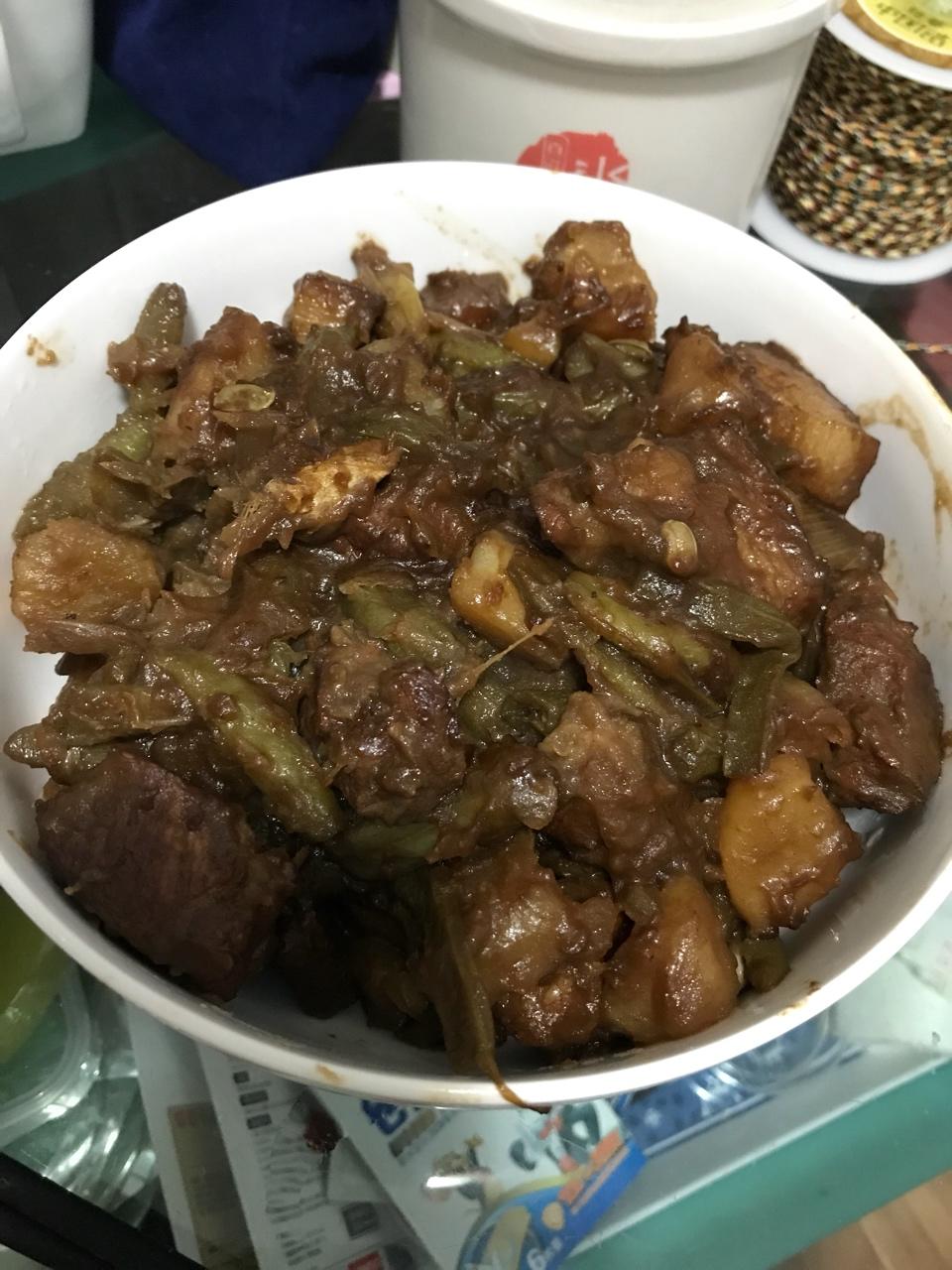 红烧肉炖豆角
