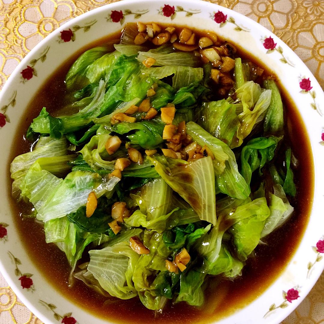 家常菜 蚝油生菜 你二姐ys做的蚝油生菜 赞 球形生菜,蚝油,蒜末,水