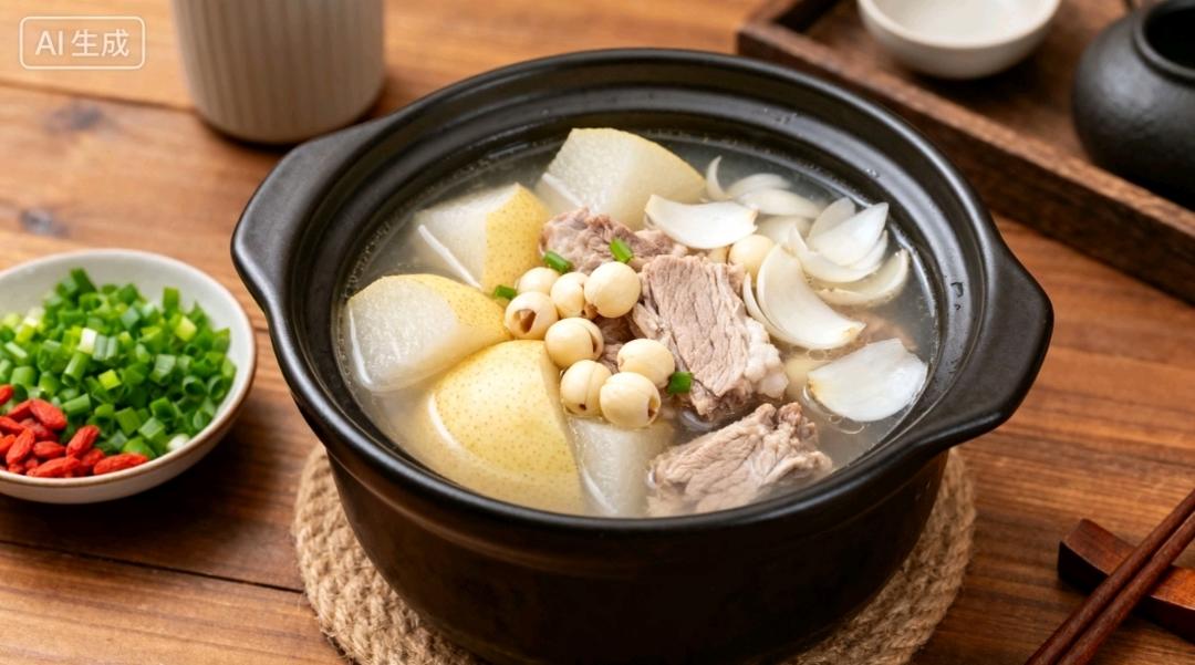 雪梨百合莲子瘦肉汤