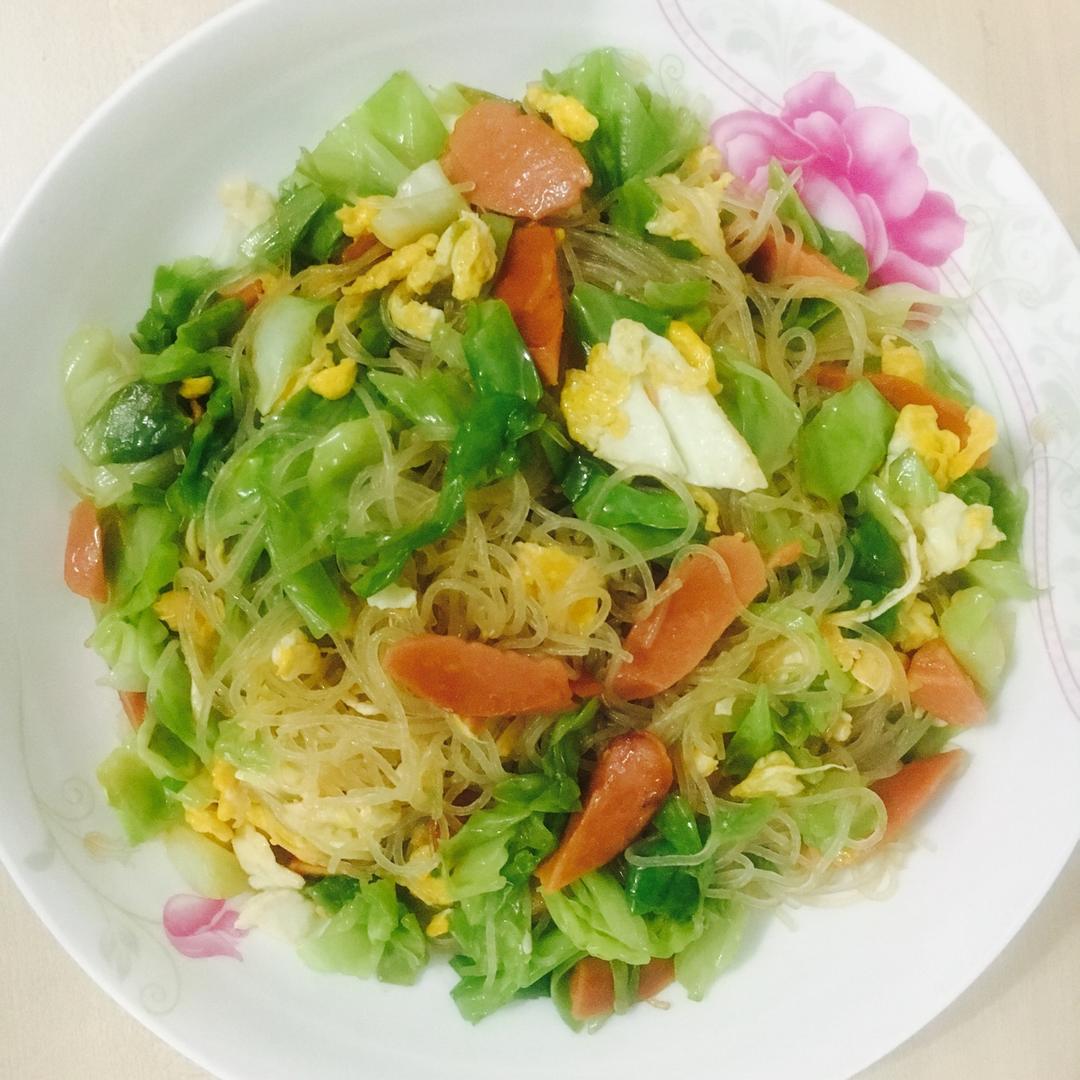 包菜粉丝炒鸡蛋