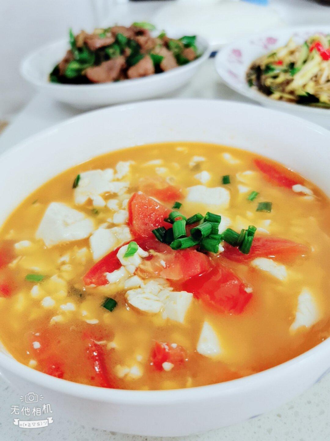 西红柿内酯豆腐，糊弄孩子的两分钟快手菜