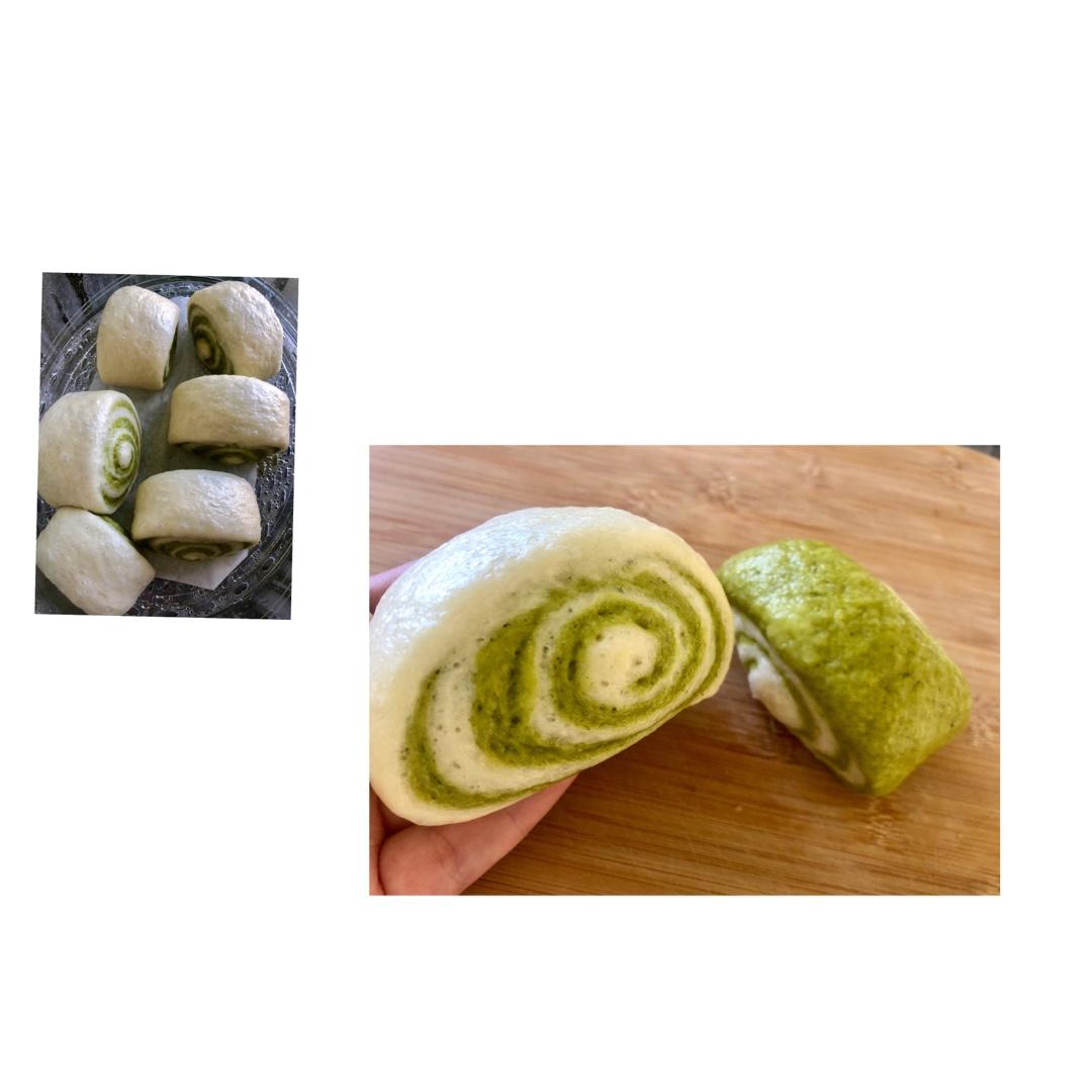 菠菜奶香双色馒头（一次发酵简易版）