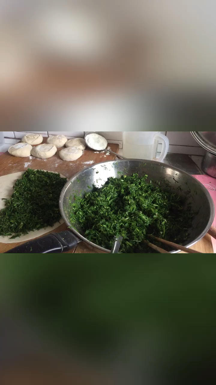 😂今儿午餐就它了➡️ 美味空心菜盒子/馅大皮薄的蔬菜饼——无油无白面