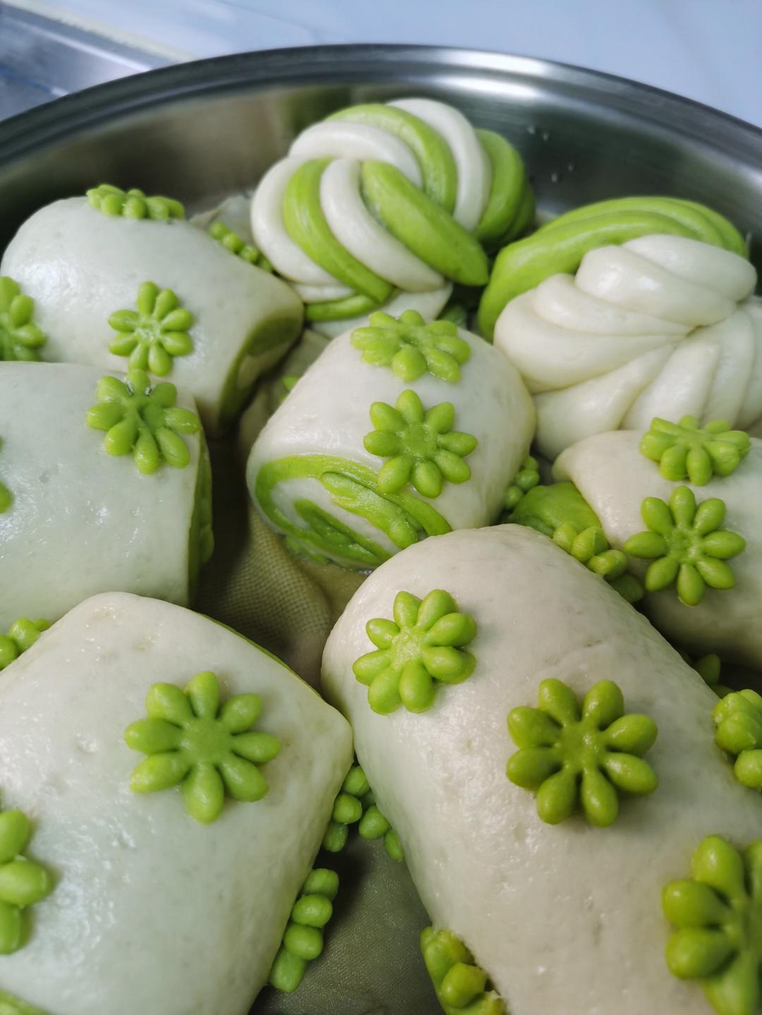 菠菜汁双色花卷