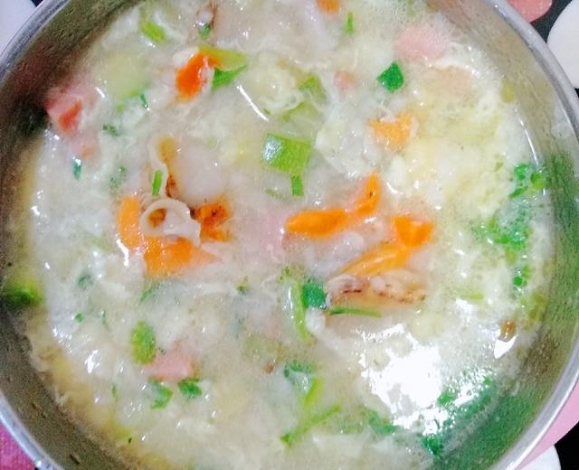 扇贝蔬菜营养疙瘩汤的做法
