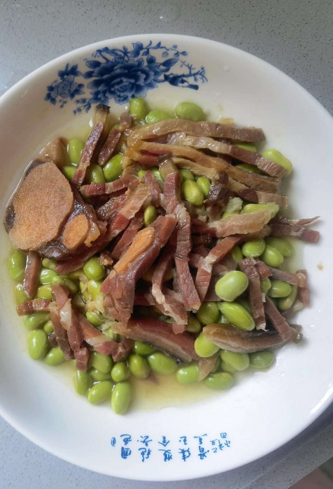 火腿片蒸毛豆米