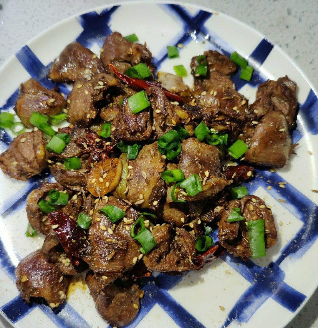 爆炒孜然鸡心