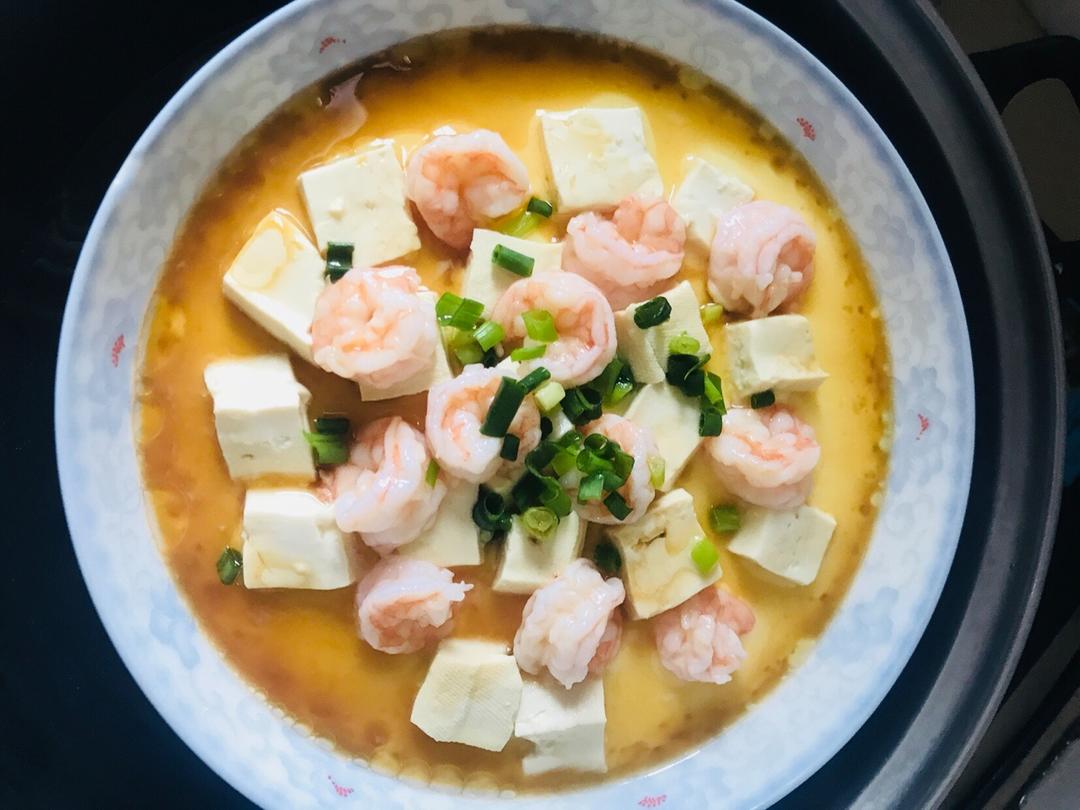 虾仁豆腐蒸水蛋