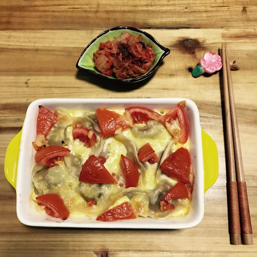 蛋奶芝士焗水饺