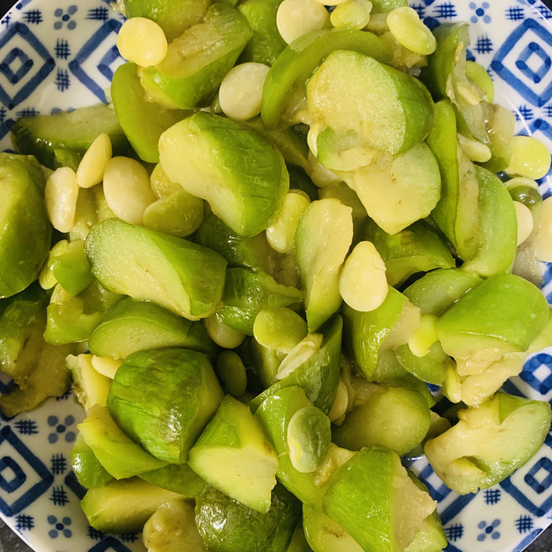 经典沙地农家菜 绿皮茄子毛豆/洋扁豆汤