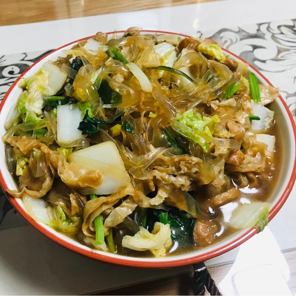 白菜粉条烩油面筋