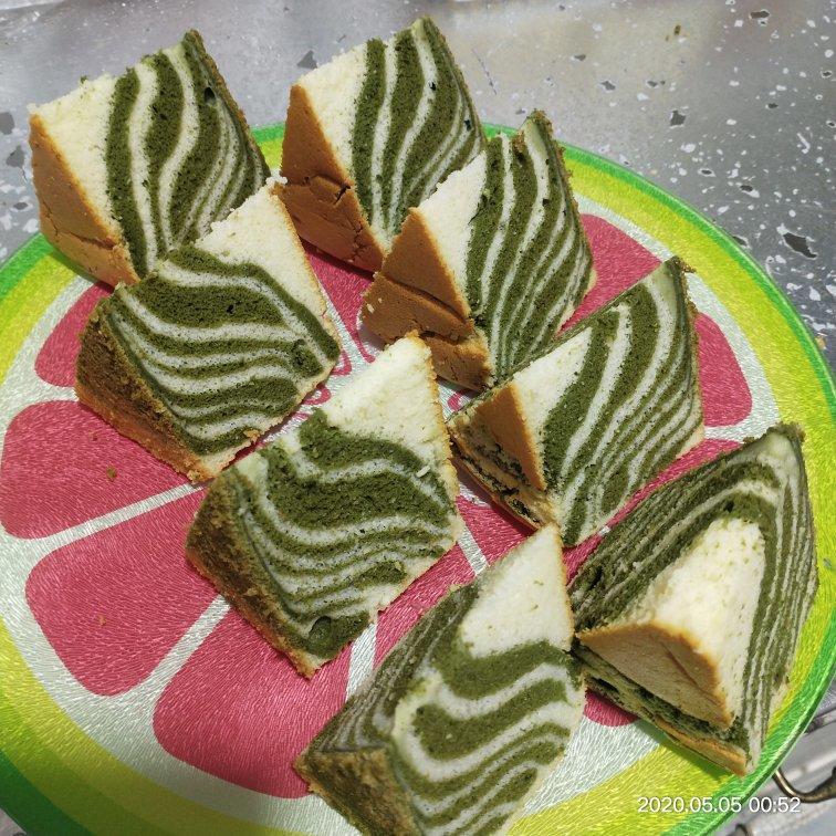 六寸蜂蜜酸奶抹茶斑马🦓纹戚风蛋糕