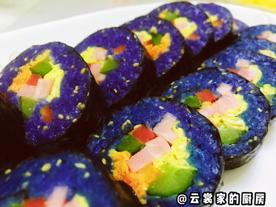 蝶豆花寿司紫菜包饭（治愈系高颜值地中海蓝）