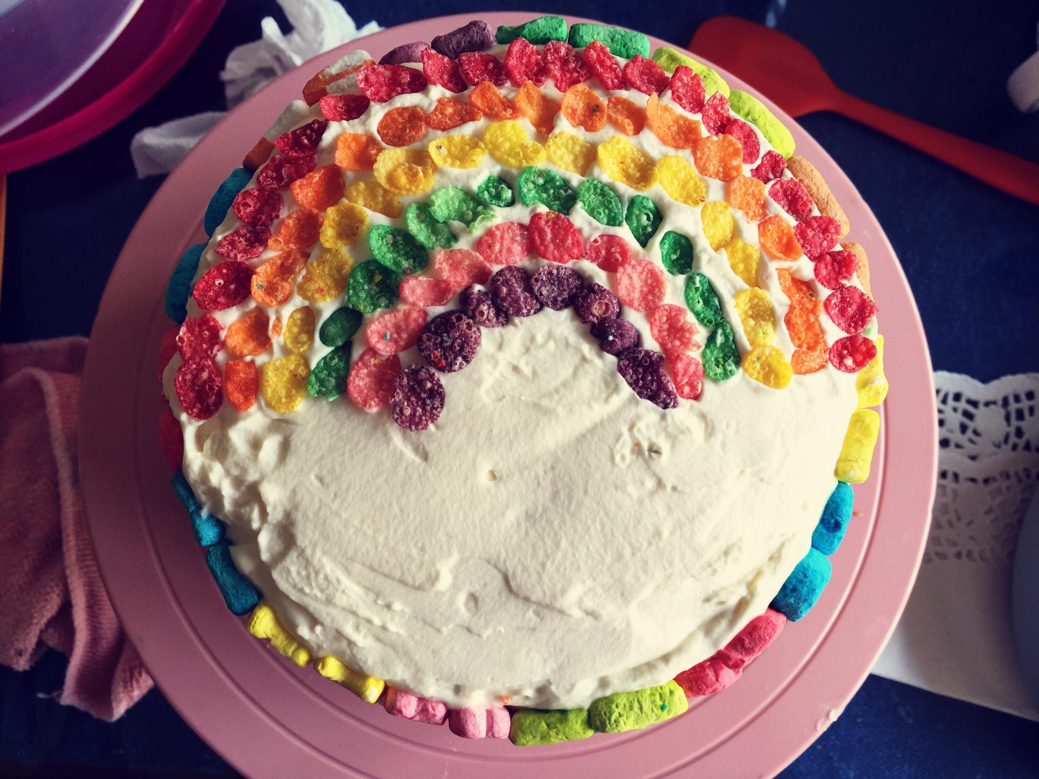 彩虹蛋糕（棉花糖及麦片装饰版）的做法 步骤6