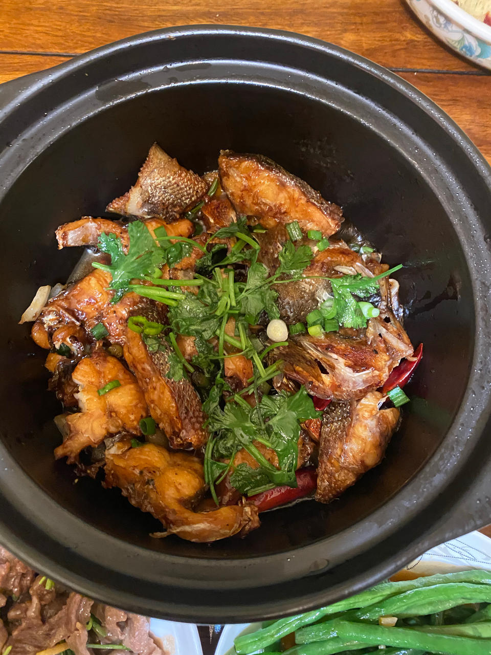 葱香焗鲈鱼