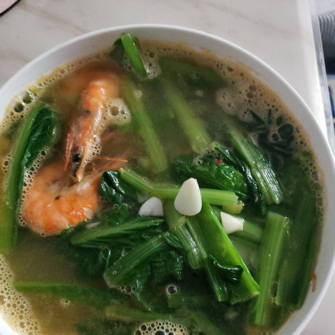 小白菜鲜虾汤