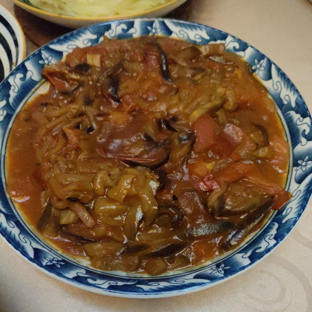 5分钟快手下饭菜#番茄炒茄子🍅番茄家族