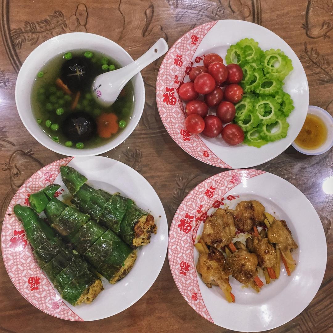 #夏#秋葵香菇汤（零油高纤高蛋白🍲）