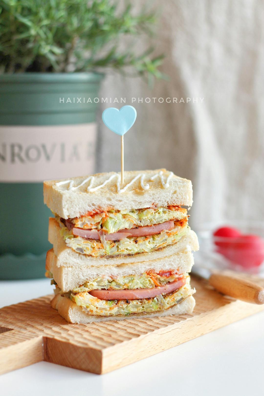 海小绵做的韩国街边小吃同款韩式早餐三明治