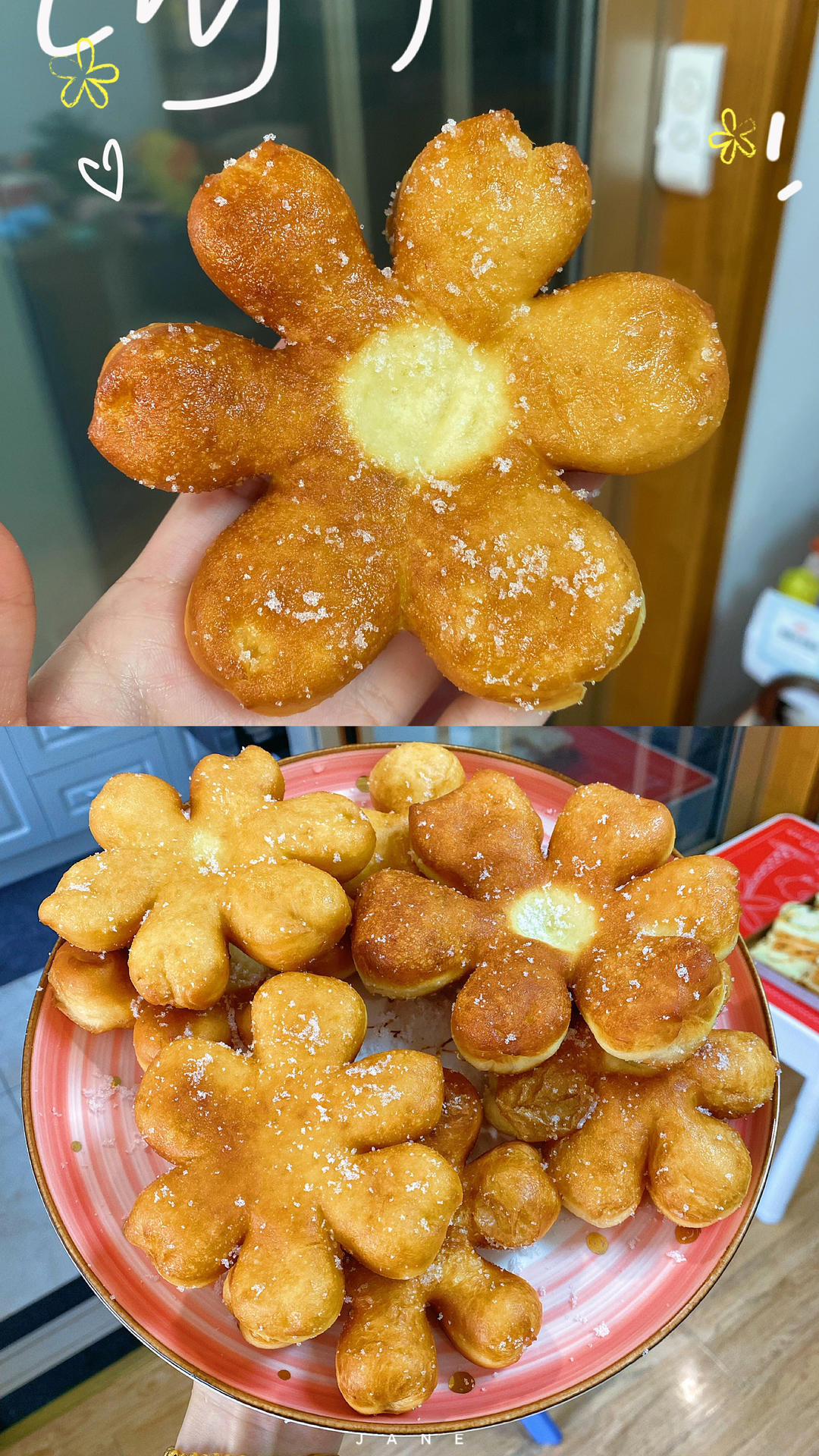无需烤箱🌼花朵甜甜圈｜👧小孩子的最爱的做法