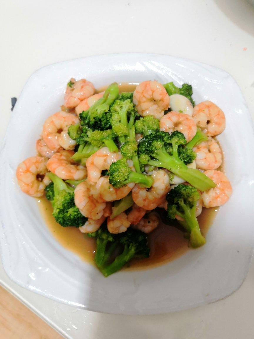 挑战100道家常菜｜半荤｜西兰花炒虾仁