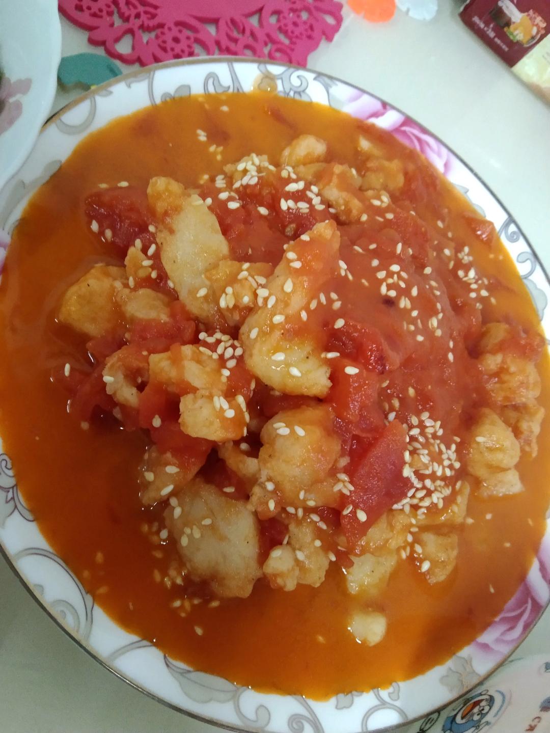 番茄鱼巴沙鱼（也可以用番茄龙利鱼），番茄酱汁超浓郁，营养又下饭！