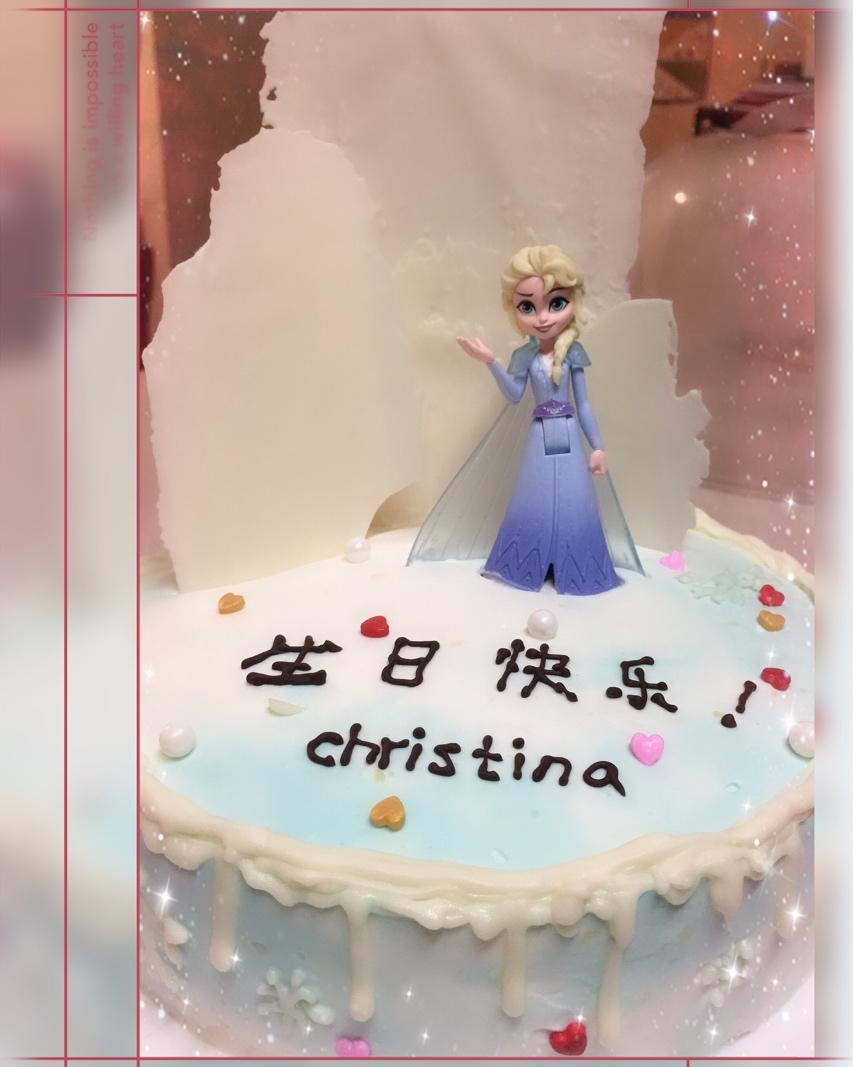 冰雪奇缘主题双层蛋糕--Frozen艾莎