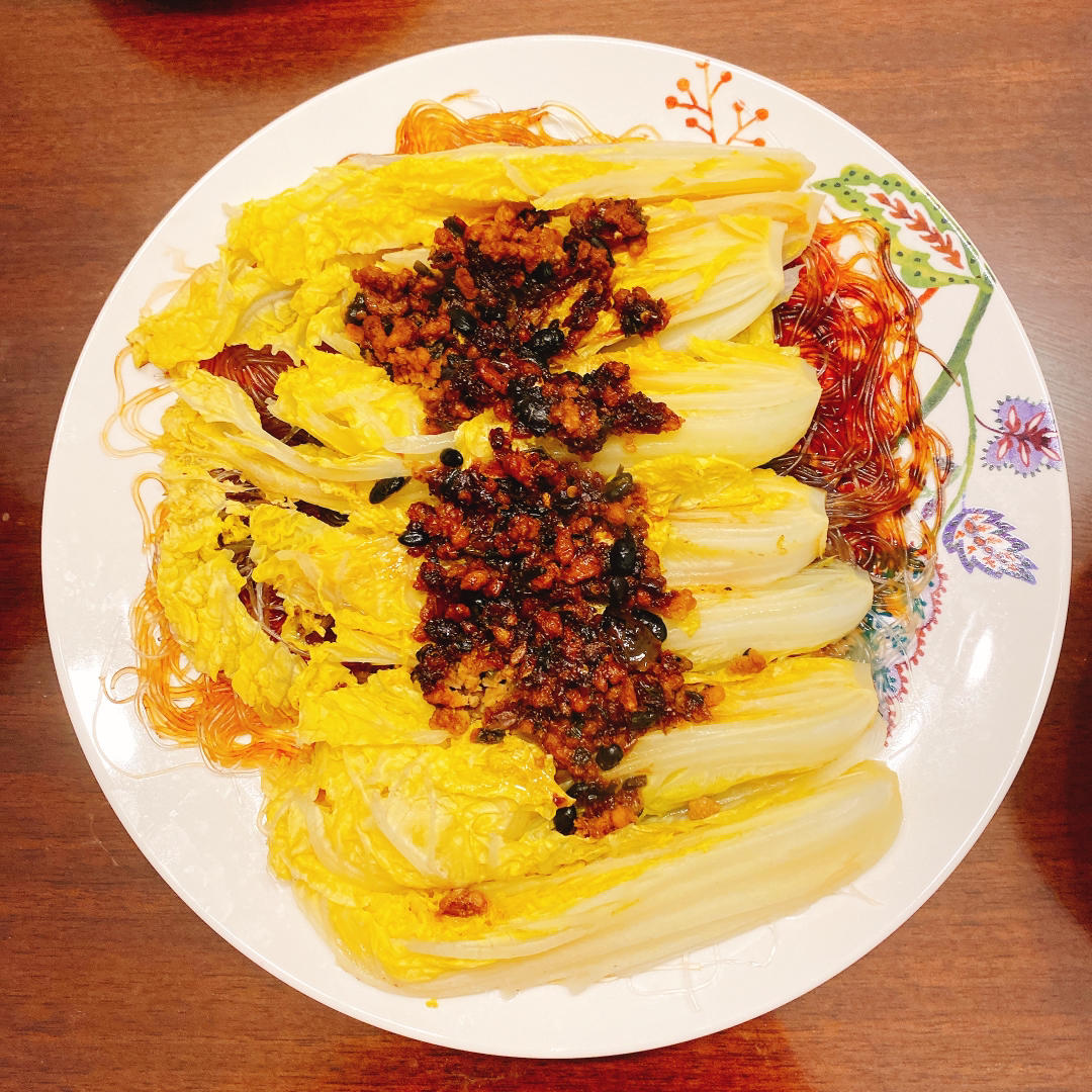 家常菜|蒜蓉蒸金针菇粉丝娃娃菜拼盘