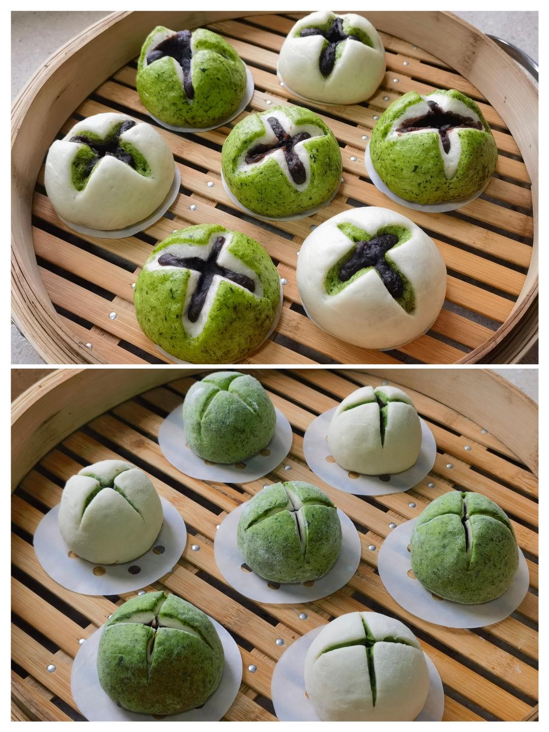 开花豆沙包