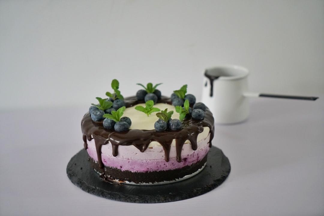 渐变蓝莓冻芝士蛋糕（免烤）