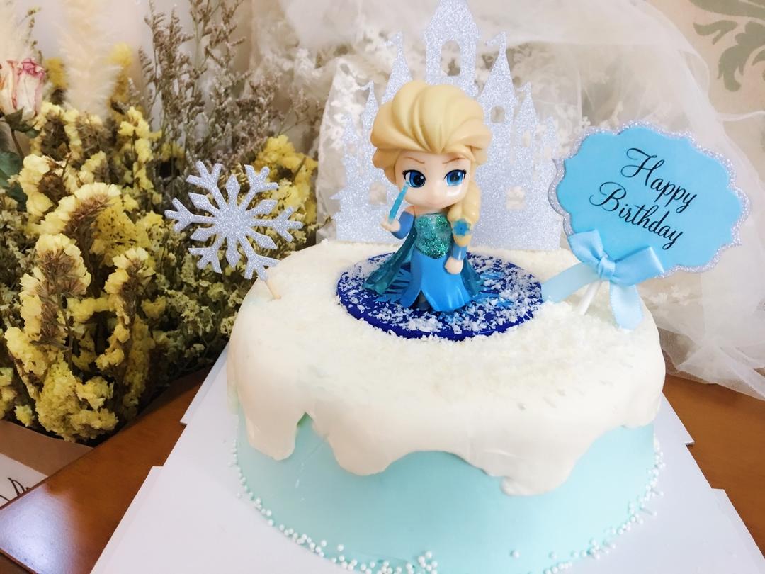 冰雪奇缘主题双层蛋糕--Frozen艾莎