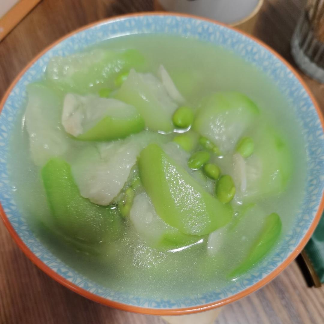 江南春天之丝瓜炒毛豆