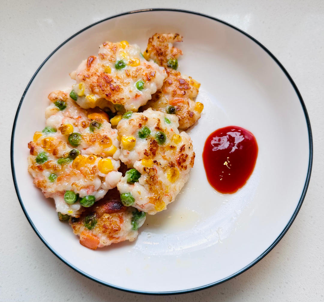 孩子超爱吃的时蔬鲜虾饼，补钙长高高‼️