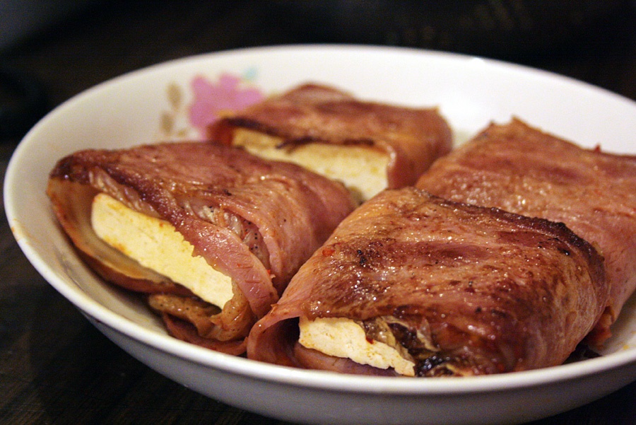 泡菜豆腐培根卷
