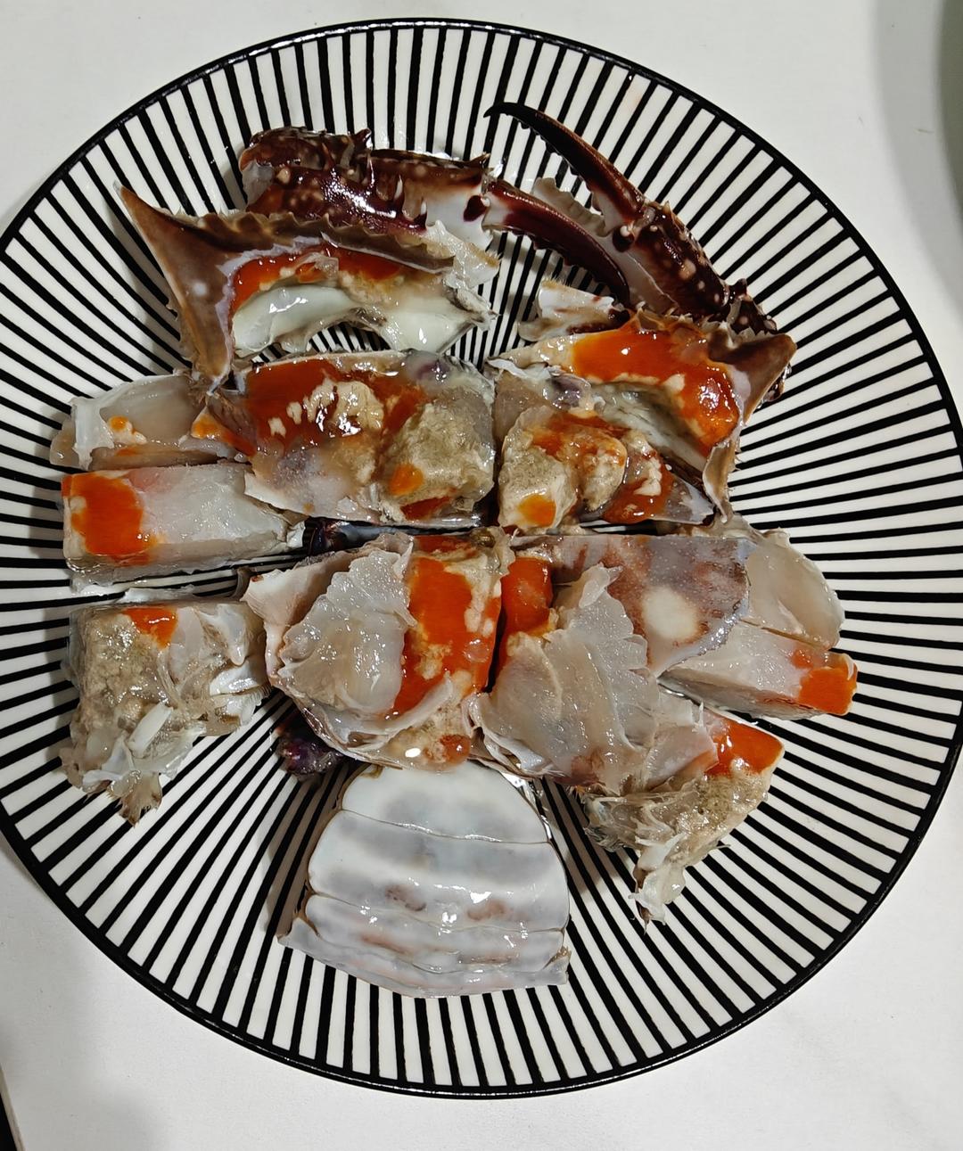 呛蟹的解冻和切块