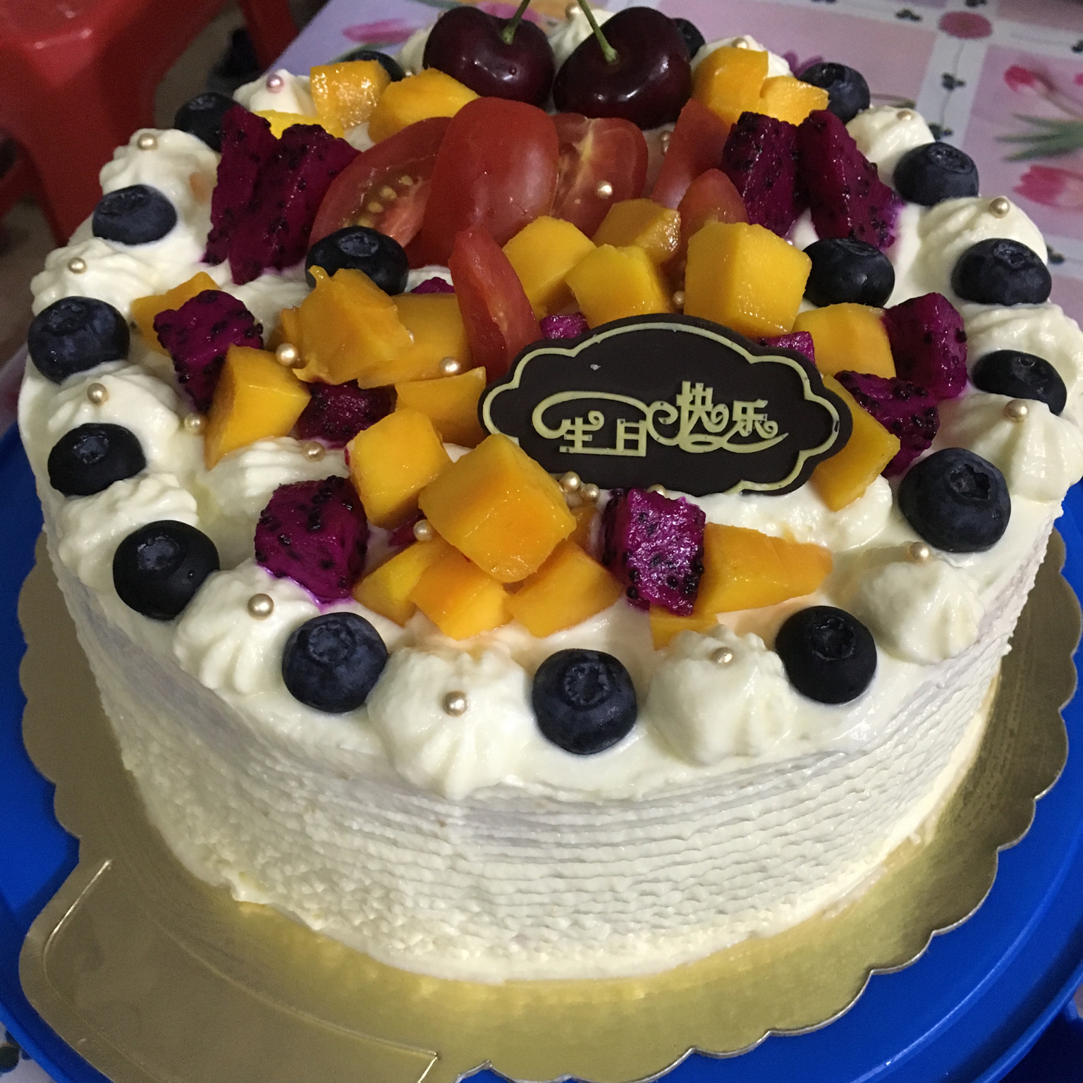 生日蛋糕教程【威化饼干围边】