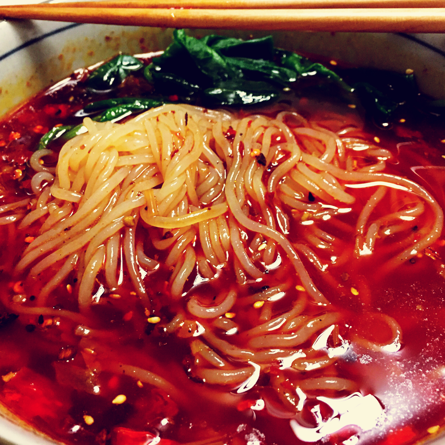 籽桐做的红油香辣牛肉米线
