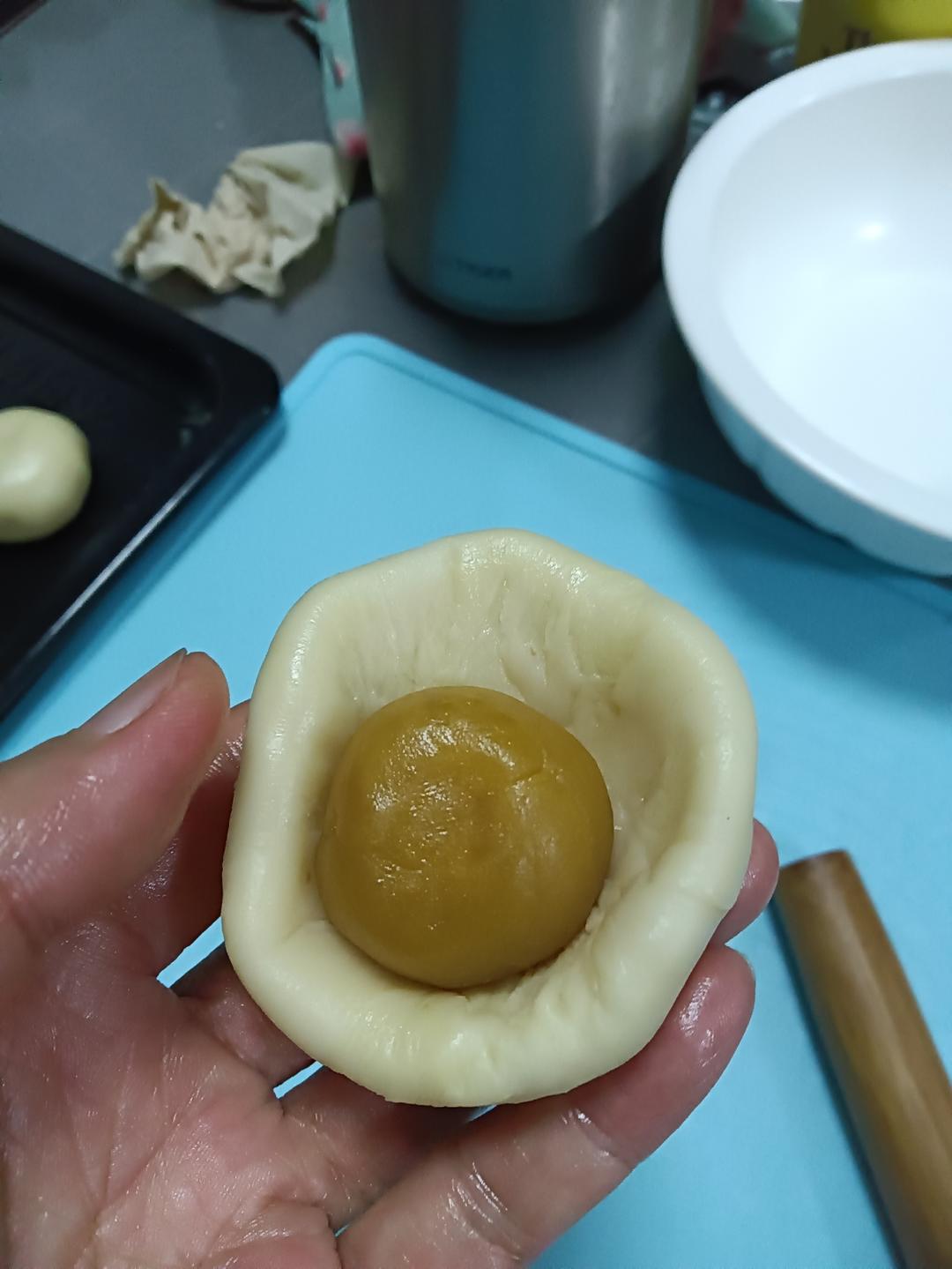 不用揉皮也能做出酥掉渣的绿豆酥饼