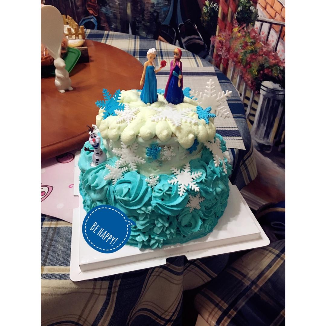 冰雪奇缘主题双层蛋糕--Frozen艾莎
