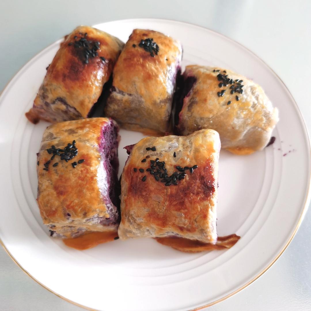 超简单的紫薯酥（手抓饼版）