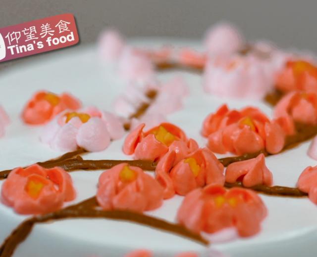 视频 奶油生日蛋糕手绘【浪漫樱花】裱花蛋糕装饰002 【仰望美食】的做法