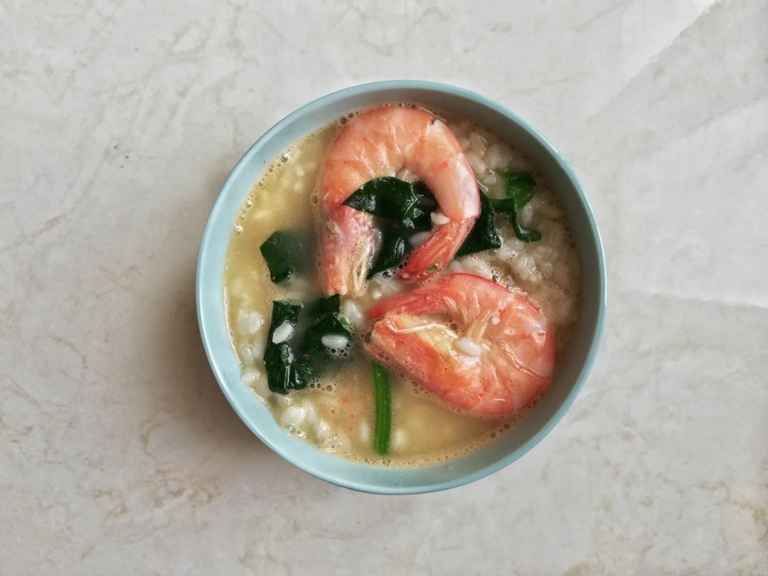 菠菜虾烫饭