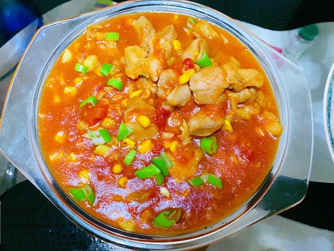 茄汁玉米鸡胸肉（减肥最爱，无腥味）