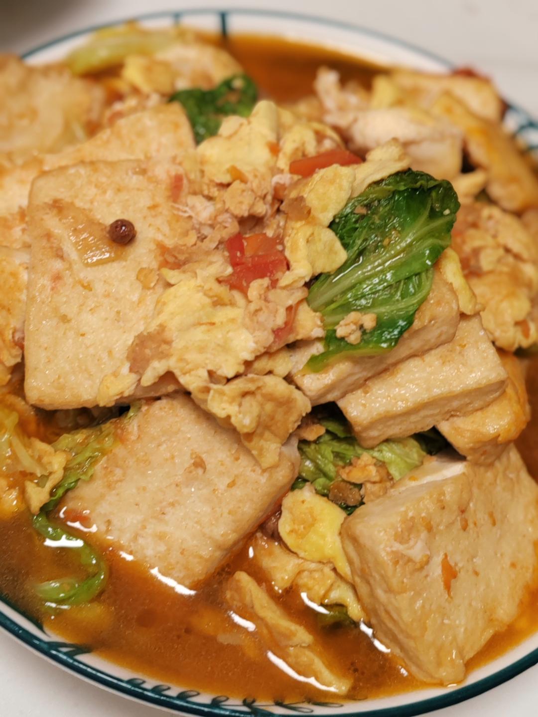 番茄白菜炖豆腐泡