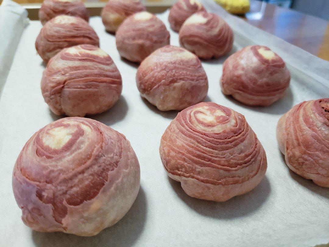 蛋黄酥~紫薯、抹茶、原味~花好月圆，中秋快乐~内附一次做六色蛋黄酥方法~