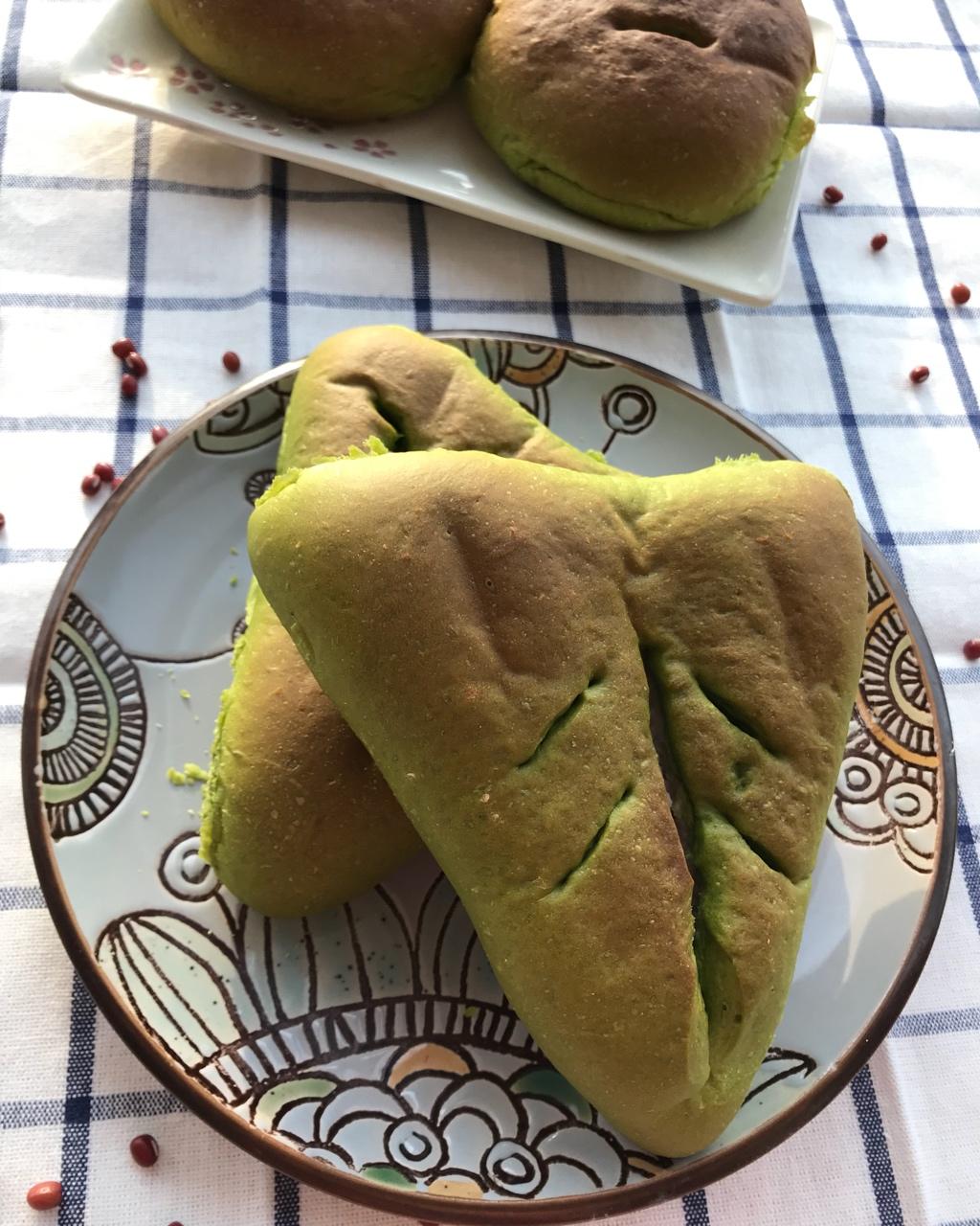抹茶豆沙小面包（无油脂）