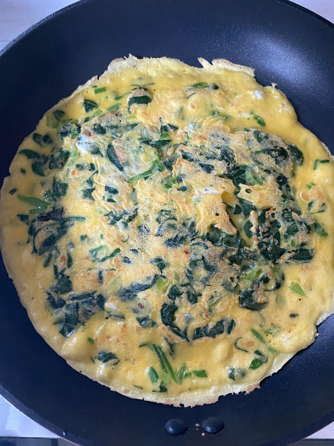 菠菜鸡蛋饼！