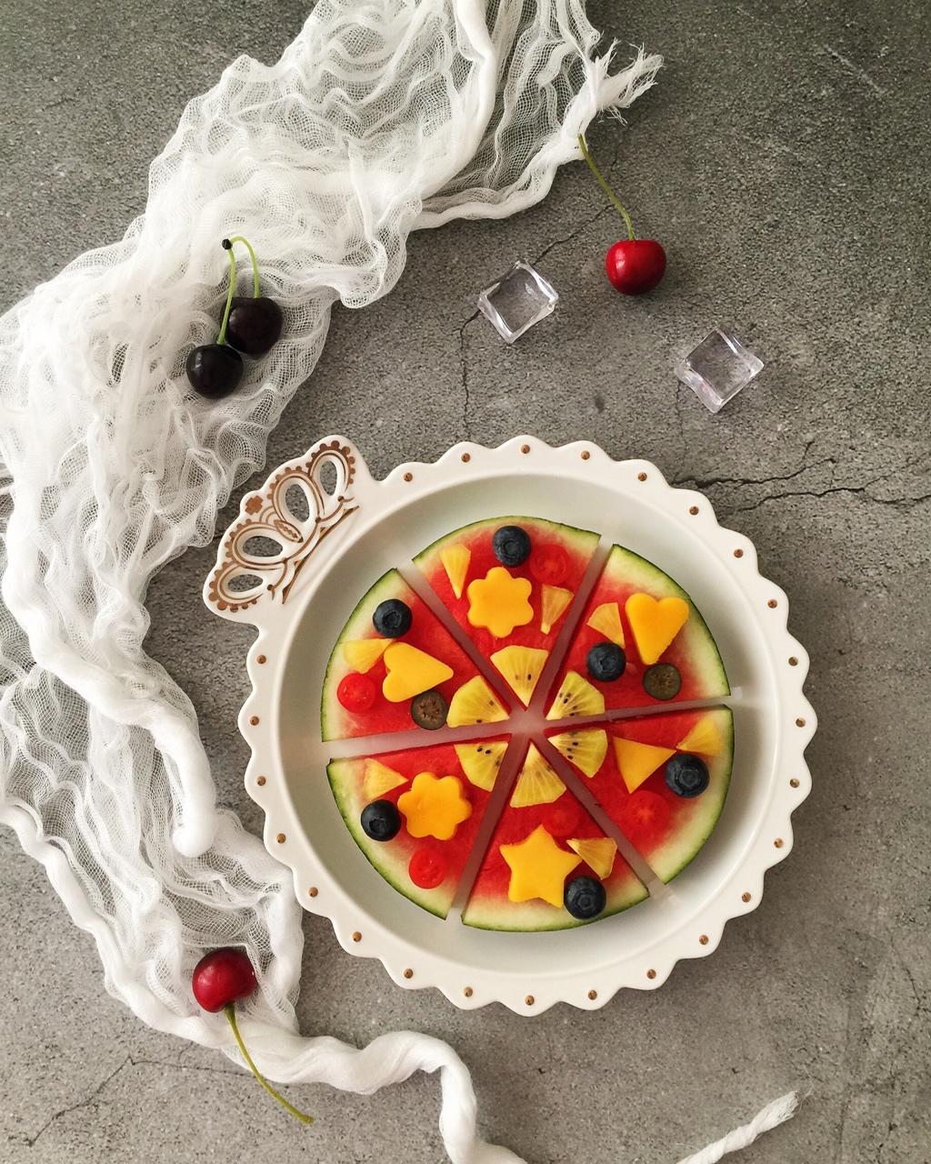 芒果布丁8080做的西瓜披萨 watermelonpizza