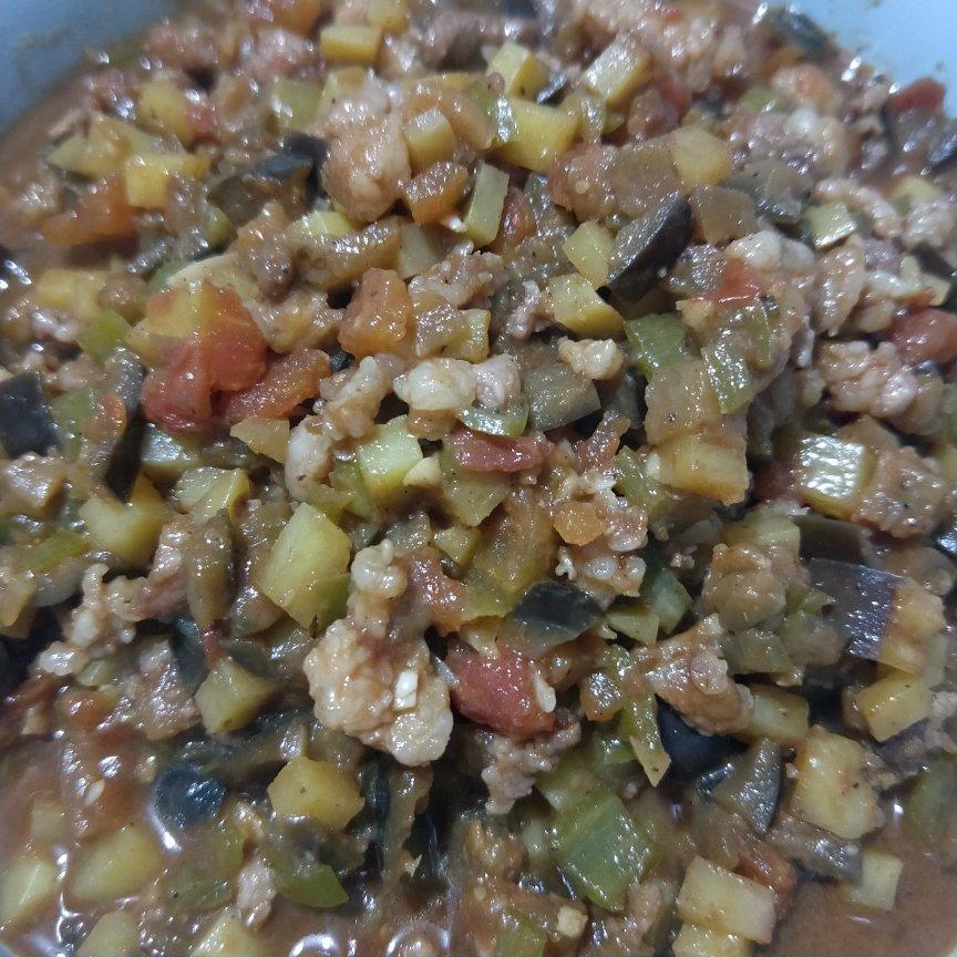 茄子肉丁打卤面